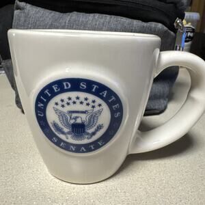 United States Senate Heavy Collector Mug - Ivory/Navy Blue Embossed Seal